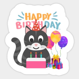 KITTY CAT HAPPY BIRTHDAY/ Kitten has a Birthday Sticker